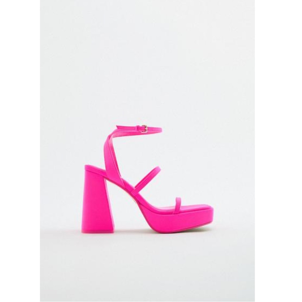 Zara Pink Platform Heel Sandals